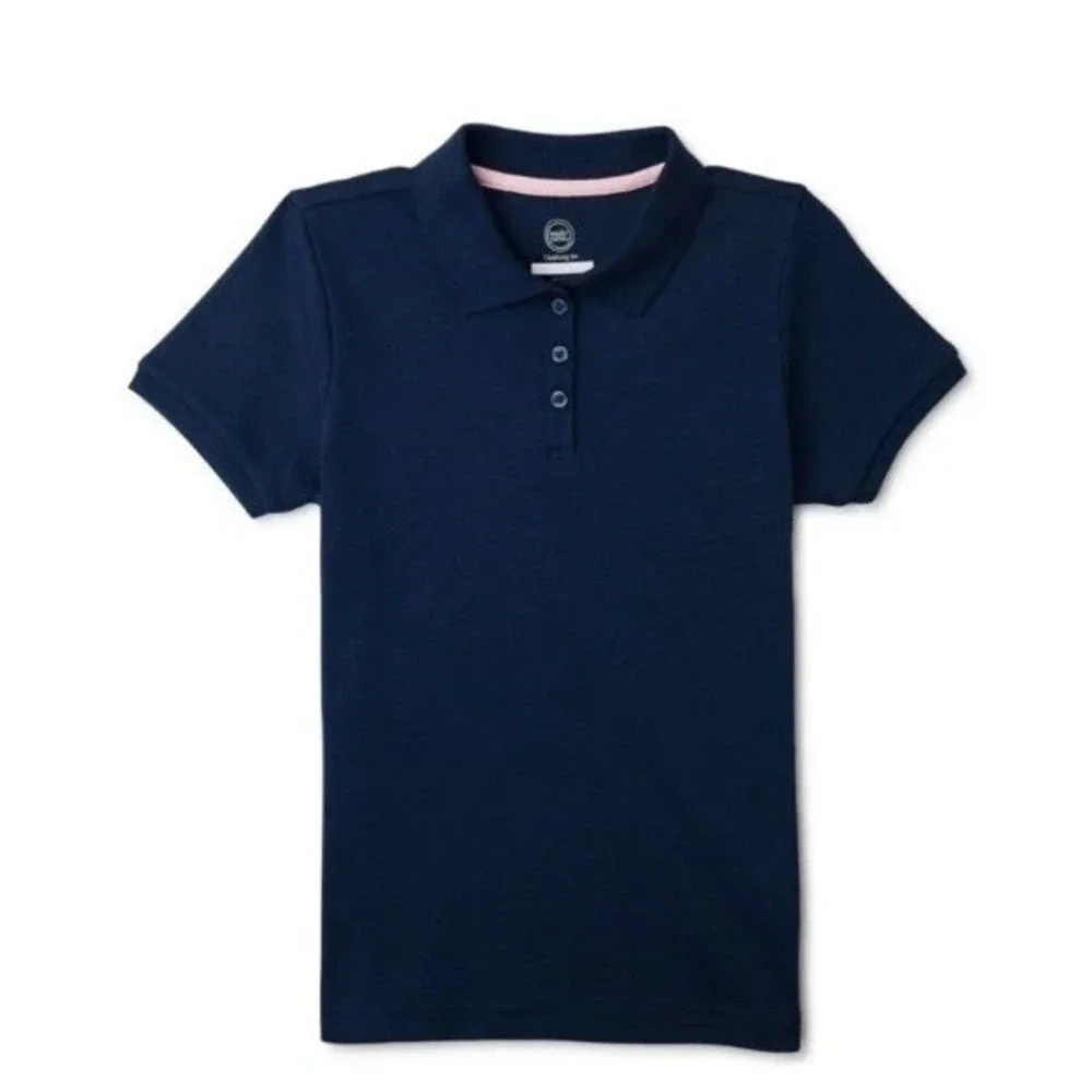 Wonder Nation Girls Polo Shirt Size XL (14-16) Plus Navy School Uniform Cotton